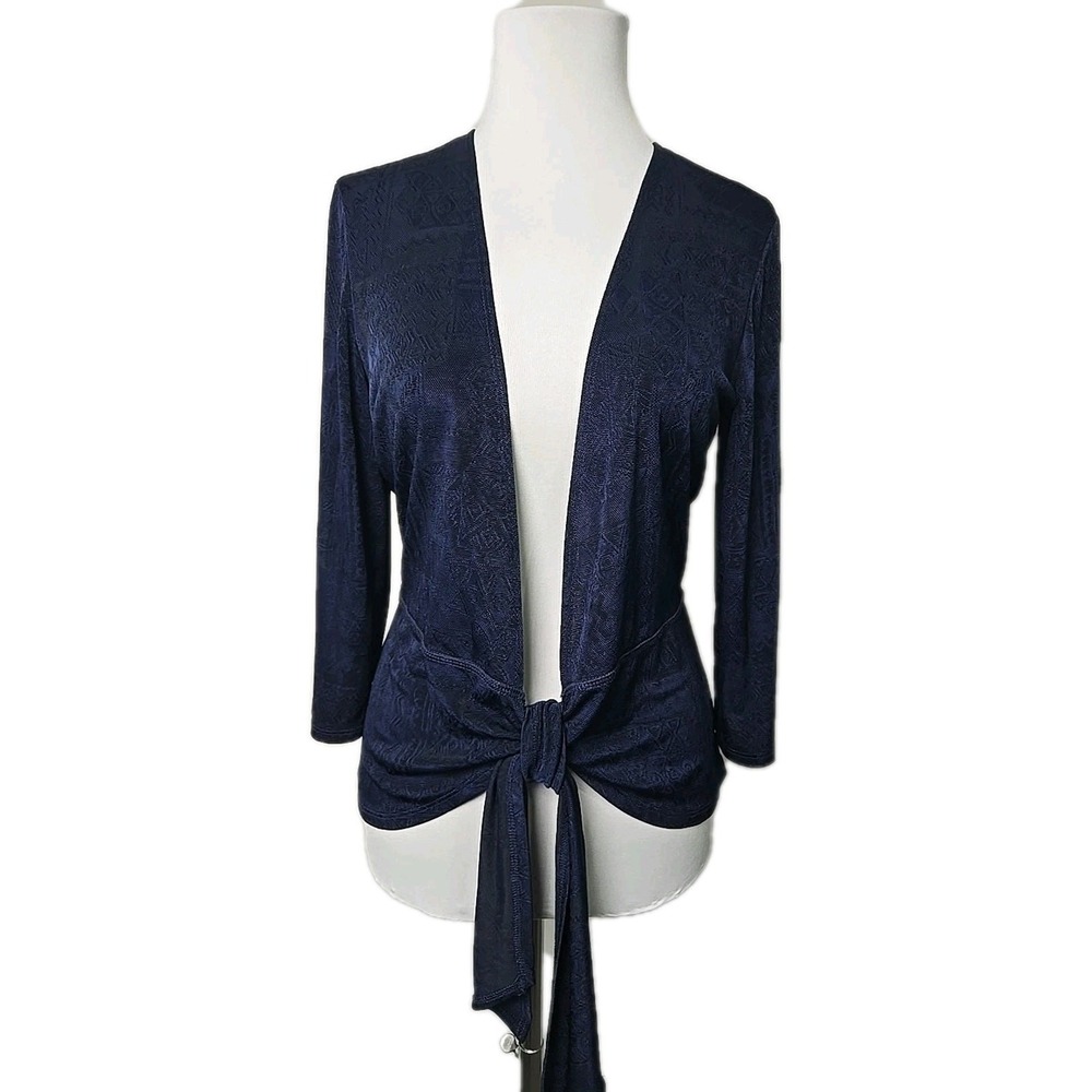 Coldwater Creek Navy Blue Stretch Knit Sweater Top Medium M